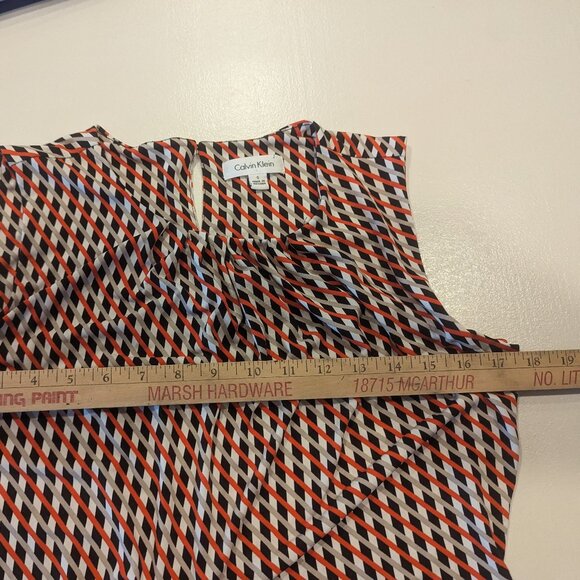 Calvin Klein Sleeveless Size Small Tunic in Black/Red/White/Tan - Picture 5 of 9